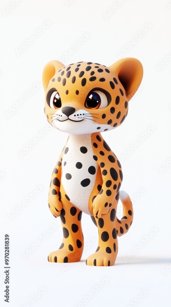 A cute cartoon leopard character with big eyes and a playful expression. A cute cartoon leopard character with big eyes and a playful expression.