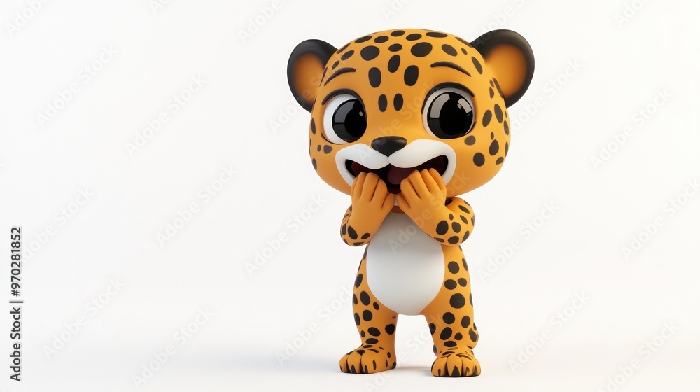 A cute cartoon leopard character with big eyes and a playful expression. A cute cartoon leopard character with big eyes and a playful expression.