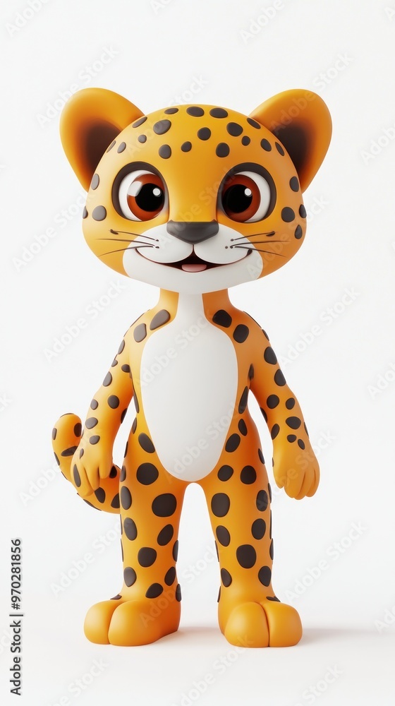 A cute cartoon leopard character with big eyes and a playful expression. A cute cartoon leopard character with big eyes and a playful expression.