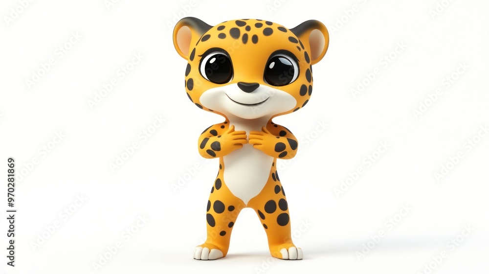 A cute cartoon leopard character with big eyes and a playful stance. A cute cartoon leopard character with big eyes and a playful stance.