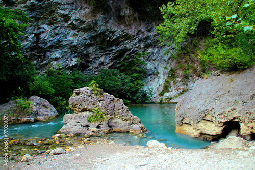 Clear scenery with the thermal springs 