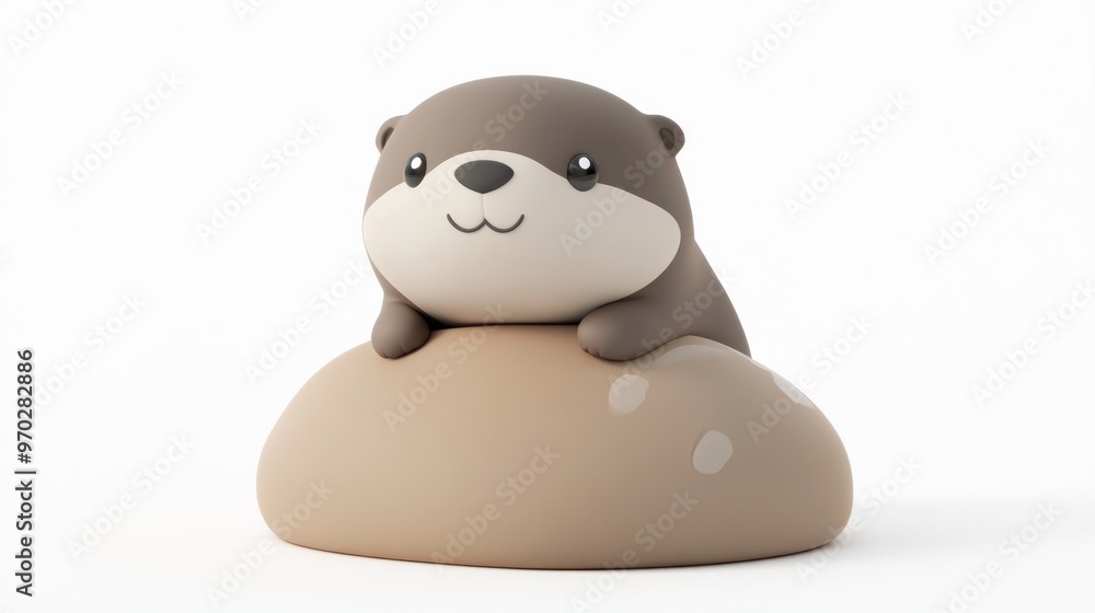 A cute cartoon otter sitting on a smooth rock, designed for playful aesthetics. A cute cartoon otter sitting on a smooth rock, designed for playful aesthetics.