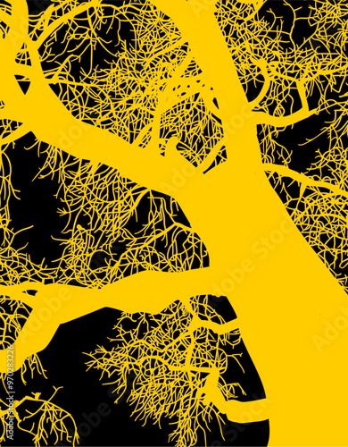 silueta arbol, arbusto, hojas, ramas, otoño, ilustracion, bosques, naturaleza, sequia, atmosfera