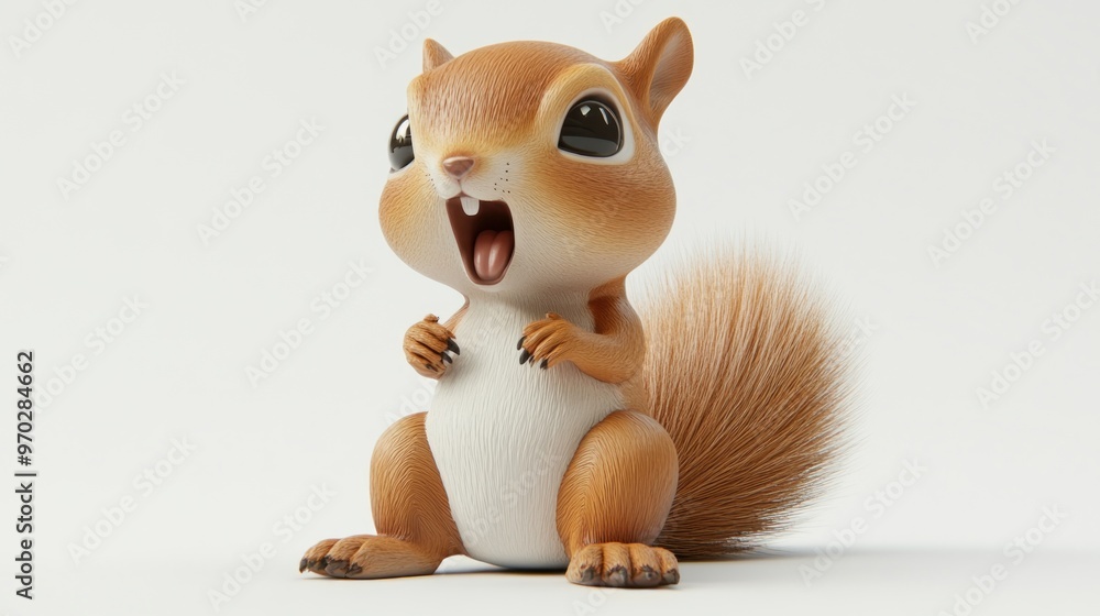 A cute cartoon squirrel with a surprised expression, sitting and looking joyful. A cute cartoon squirrel with a surprised expression, sitting and looking joyful.