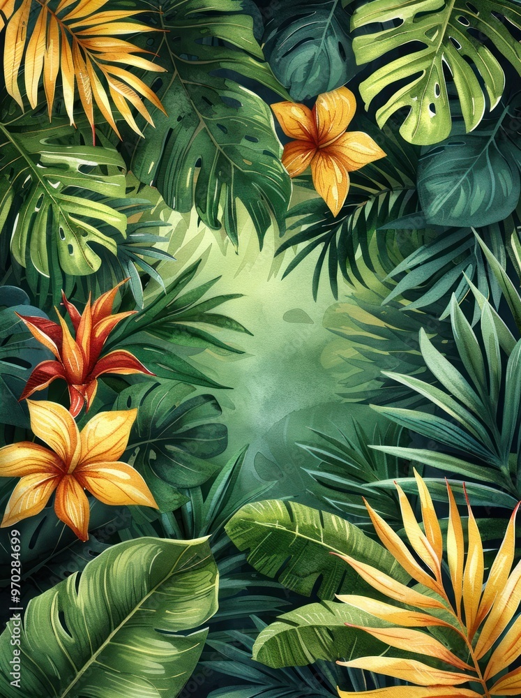 Tropical Jungle Watercolor Illustration Tropical Jungle Watercolor Illustration