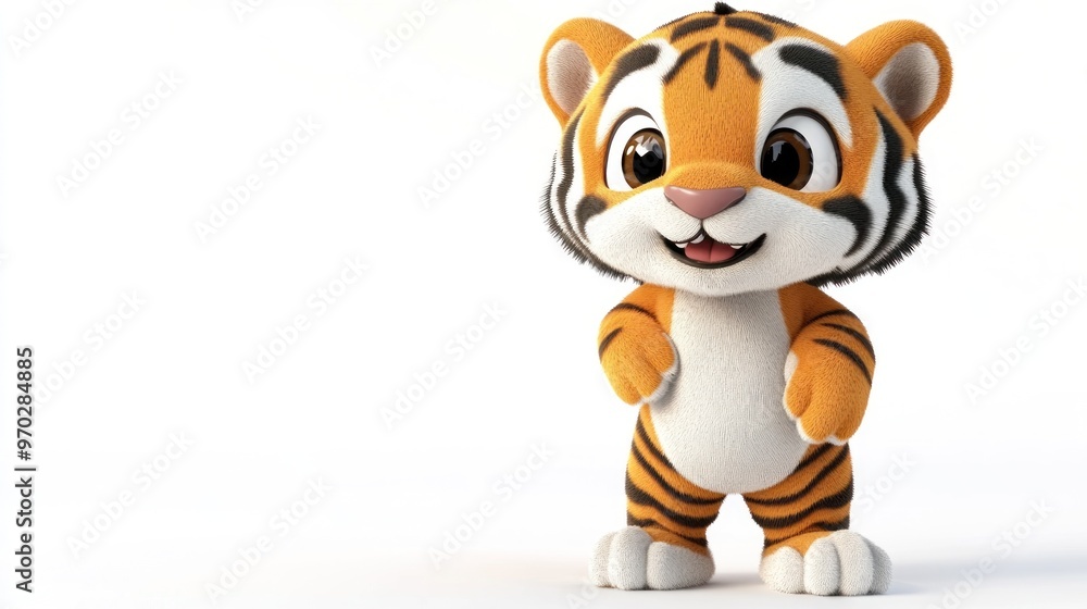 A cute cartoon tiger character with a playful expression, designed for children's content. A cute cartoon tiger character with a playful expression, designed for children's content.