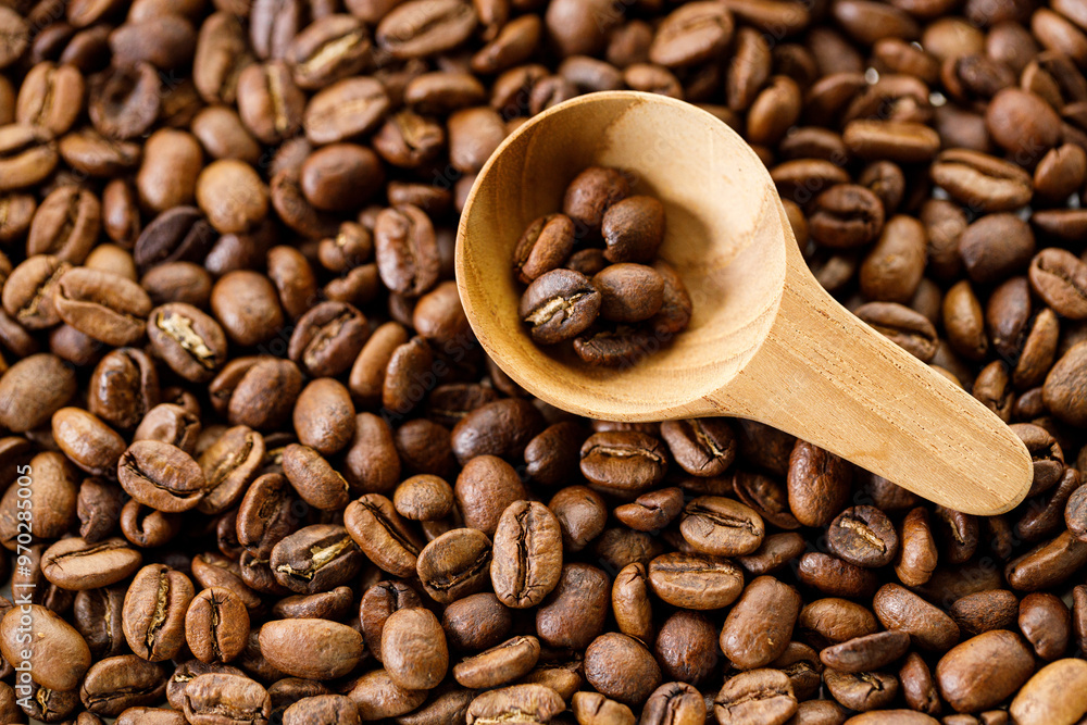 Fototapeta premium Aromatic flavorful Roasted Specialty Coffee Beans Background