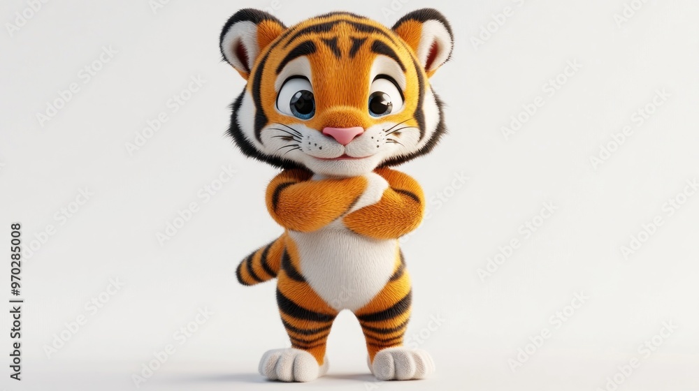A cute cartoon tiger character with a playful expression and crossed arms. A cute cartoon tiger character with a playful expression and crossed arms.
