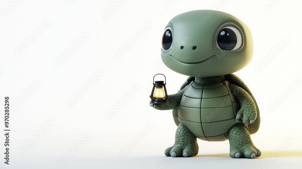 A cute cartoon turtle holding a lantern, conveying a sense of adventure and warmth. A cute cartoon turtle holding a lantern, conveying a sense of adventure and warmth.