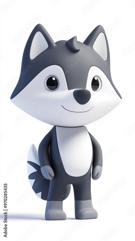 A cute cartoon wolf character with a friendly expression and simple design. A cute cartoon wolf character with a friendly expression and simple design.