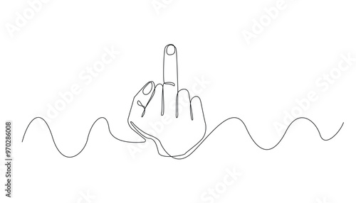 continuous line drawing with hand gestures. single line drawing of the middle finger upwards. vector illustration of the middle finger line showing anger, hatred, revenge