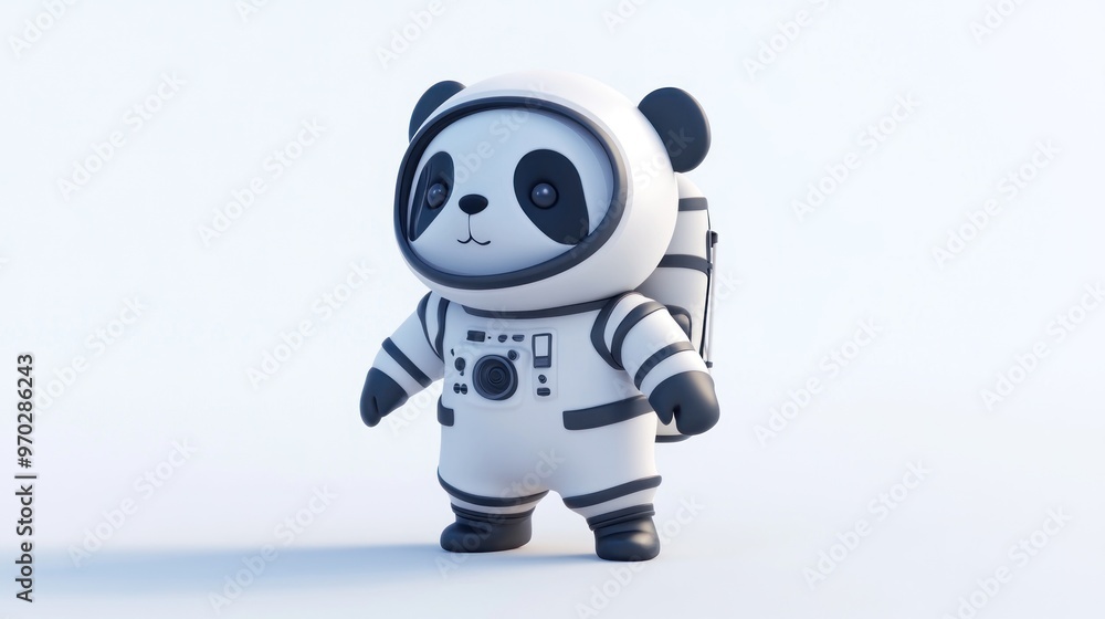 A cute panda character in a space suit, ready for an adventure in outer space. A cute panda character in a space suit, ready for an adventure in outer space.