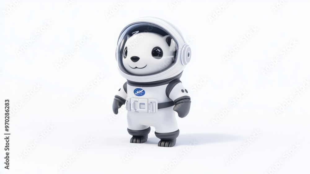 A cute panda character in an astronaut suit, designed for a playful space theme. A cute panda character in an astronaut suit, designed for a playful space theme.