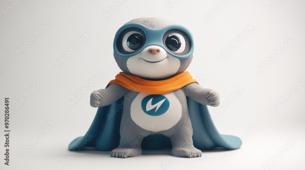 A cute superhero sloth character with a cape and mask, designed for children's entertainment. A cute superhero sloth character with a cape and mask, designed for children's entertainment.