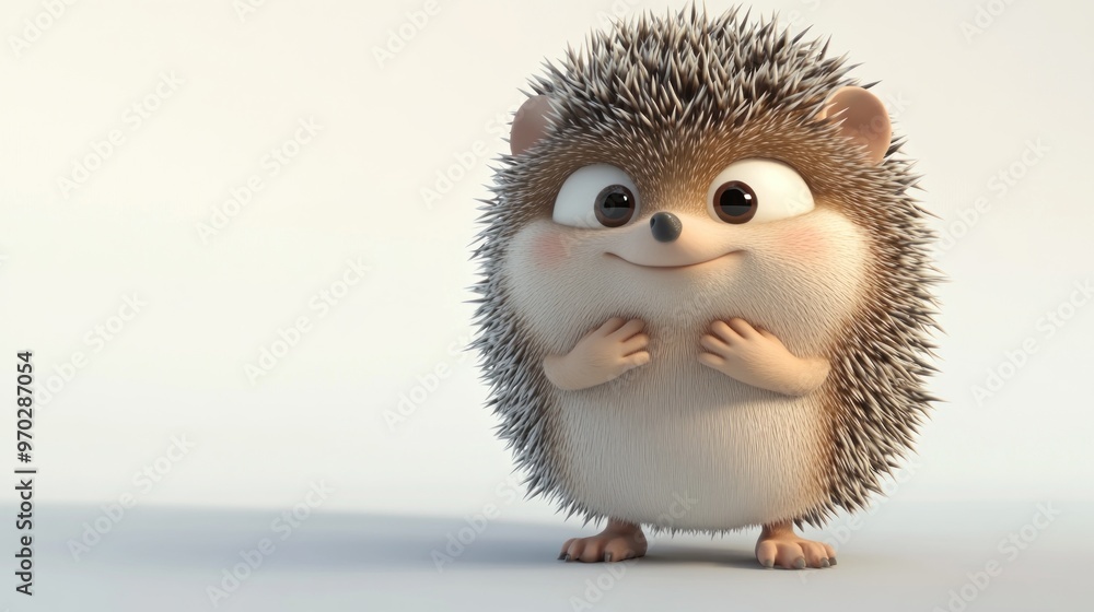 A cute, animated hedgehog character with a cheerful expression and playful stance. A cute, animated hedgehog character with a cheerful expression and playful stance.