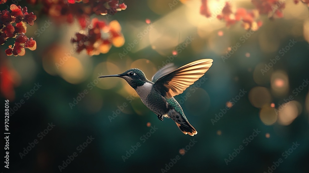 Naklejka premium hummingbird isolated on abstract background