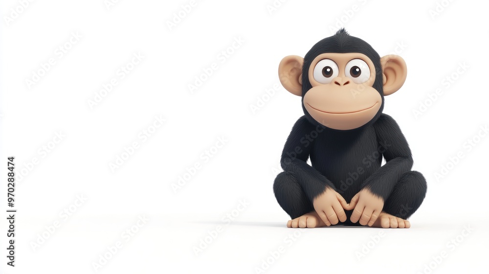 A cute, cartoon-style monkey sitting and smiling, designed for playful or educational purposes. A cute, cartoon-style monkey sitting and smiling, designed for playful or educational purposes.
