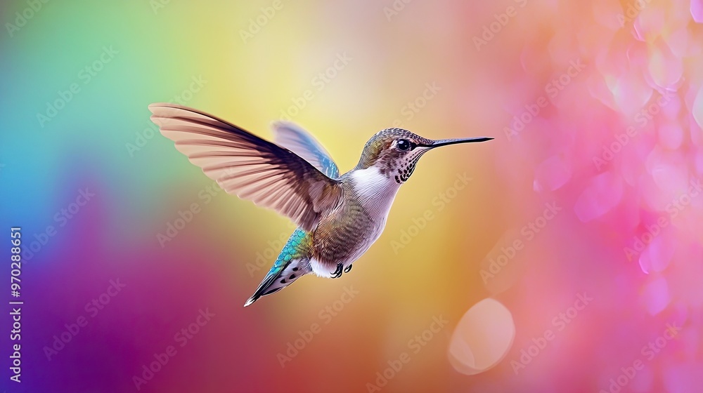 Naklejka premium hummingbird isolated on colorful background