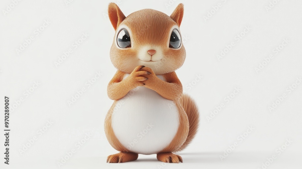 A cute, cartoon-style squirrel with large eyes and a playful pose. A cute, cartoon-style squirrel with large eyes and a playful pose.