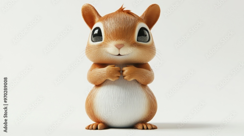 Fototapeta premium A cute, cartoon-style squirrel with large eyes and a friendly expression.