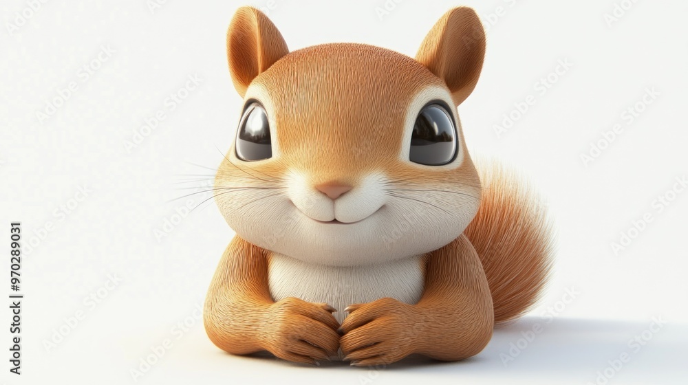 A cute, cartoon-style squirrel with large eyes and a friendly smile, sitting and posing. A cute, cartoon-style squirrel with large eyes and a friendly smile, sitting and posing.