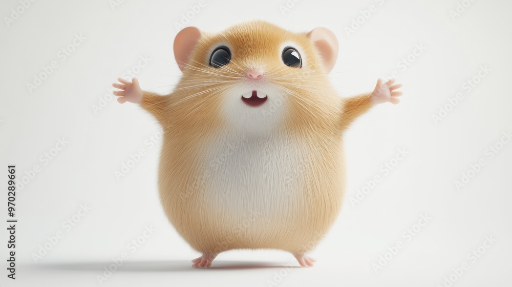 A cute, cartoonish hamster with outstretched arms, exuding joy and playfulness. A cute, cartoonish hamster with outstretched arms, exuding joy and playfulness.