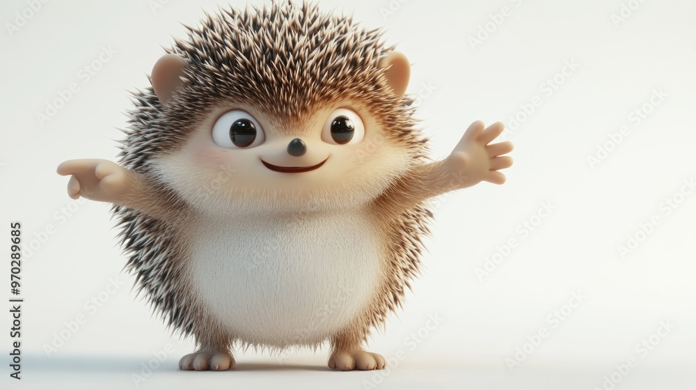 A cute, cartoonish hedgehog character with a friendly expression and outstretched arms. A cute, cartoonish hedgehog character with a friendly expression and outstretched arms.