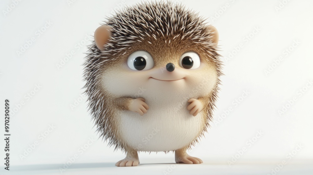 A cute, cartoonish hedgehog with big eyes and a friendly smile, standing upright. A cute, cartoonish hedgehog with big eyes and a friendly smile, standing upright.
