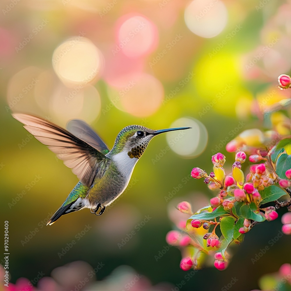 Fototapeta premium hummingbird isolated on spring background