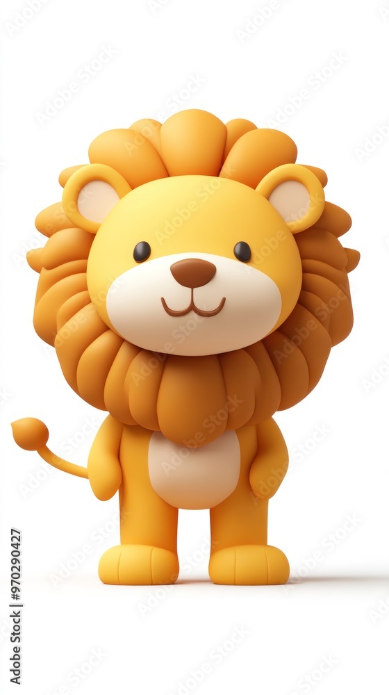 Fototapeta premium A cute, cartoonish lion character with a friendly expression and a fluffy mane.