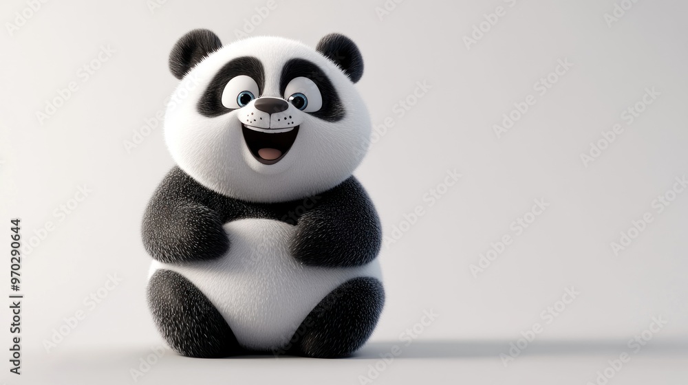 A cute, cartoonish panda character with a cheerful expression. A cute, cartoonish panda character with a cheerful expression.