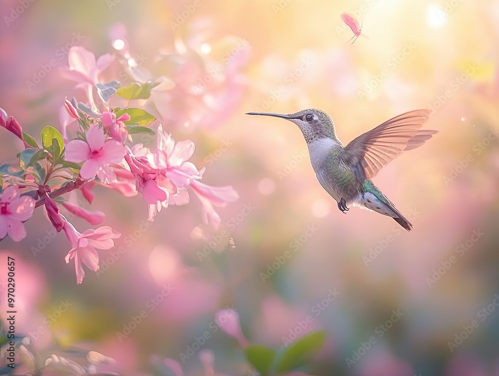 Naklejka premium hummingbird isolated on summer background
