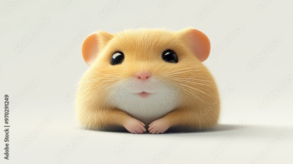 A cute, chubby hamster with large eyes, sitting adorably against a plain background. A cute, chubby hamster with large eyes, sitting adorably against a plain background.
