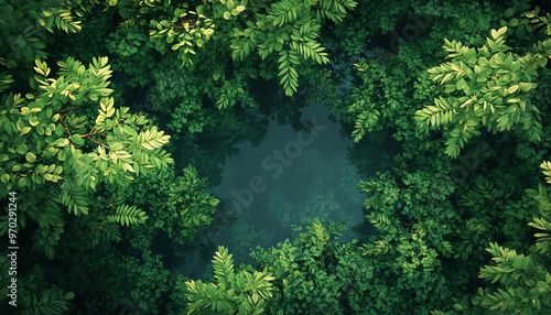 A breathtaking birds-eye view of a lush green forest
