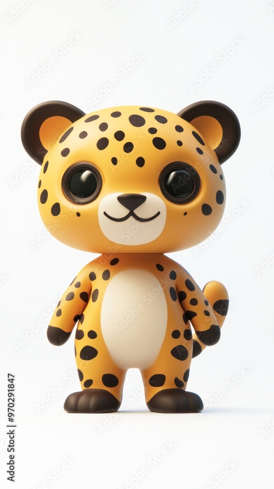 A cute, stylized cartoon leopard character with large eyes and a friendly expression. A cute, stylized cartoon leopard character with large eyes and a friendly expression.
