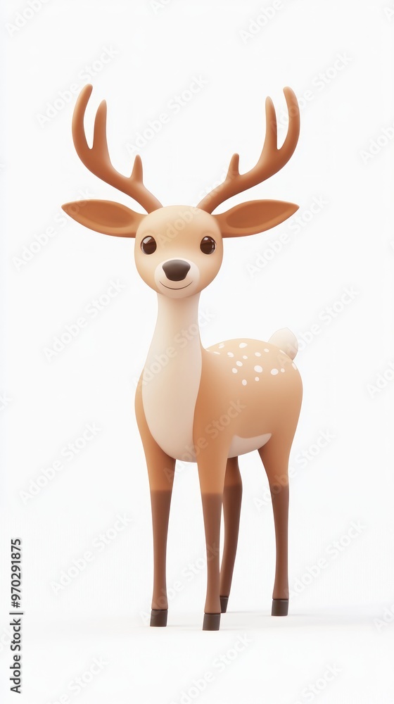 Fototapeta premium A cute, stylized deer character with antlers and a friendly expression.