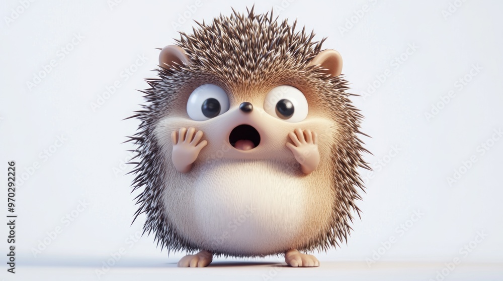 A cute, surprised hedgehog character with large eyes and a round body. A cute, surprised hedgehog character with large eyes and a round body.