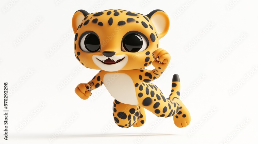 A playful cartoon leopard character with a joyful expression, designed for children's entertainment. A playful cartoon leopard character with a joyful expression, designed for children's entertainment.
