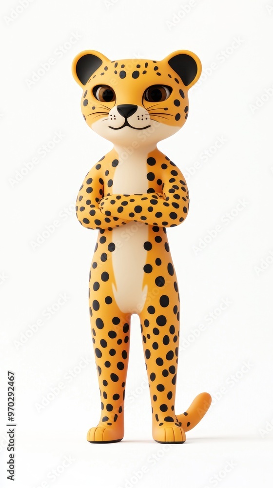 A stylized cartoon cheetah character with a confident pose and distinctive spots. A stylized cartoon cheetah character with a confident pose and distinctive spots.