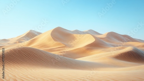 Rippling Sand Dunes Under a Clear Blue Sky