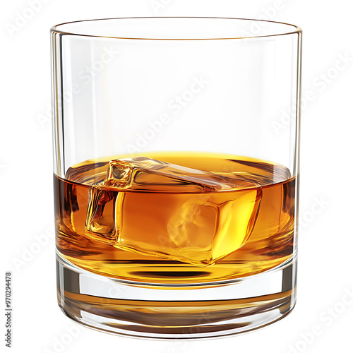 glass of whiskey isolated on white