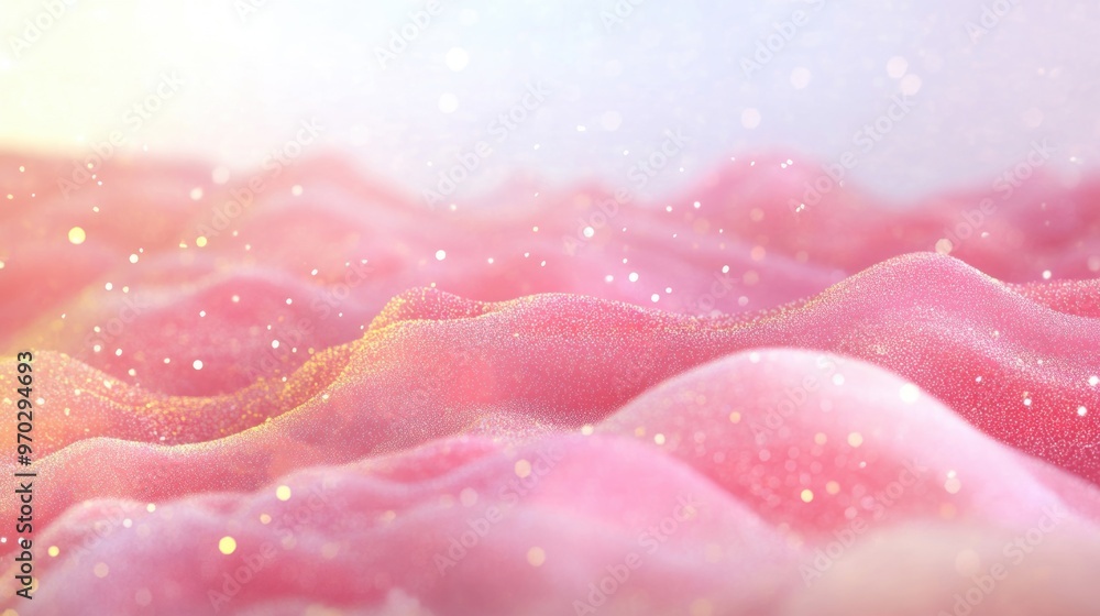 Soft pink silk waves shimmer with sparkles, creating an enchanting and ethereal backdrop perfect for various creative projects Soft pink silk waves shimmer with sparkles, creating an enchanting and ethereal backdrop perfect for various creative projects