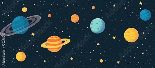 Planets Of The Solar System In A Starry Cosmos Space Theme