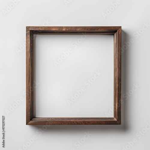 Rustic Wooden Frame Mockup  A simple yet elegant square wooden frame against a clean white backdrop. Perfect for showcasing your artwork  photography  or design projects  this mockup offers a timeless