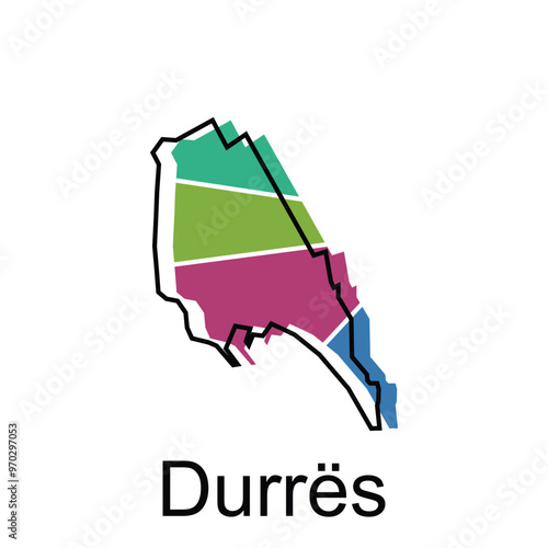 Durres City map. vector map district of Albanian capital Country - illustration design template on white background