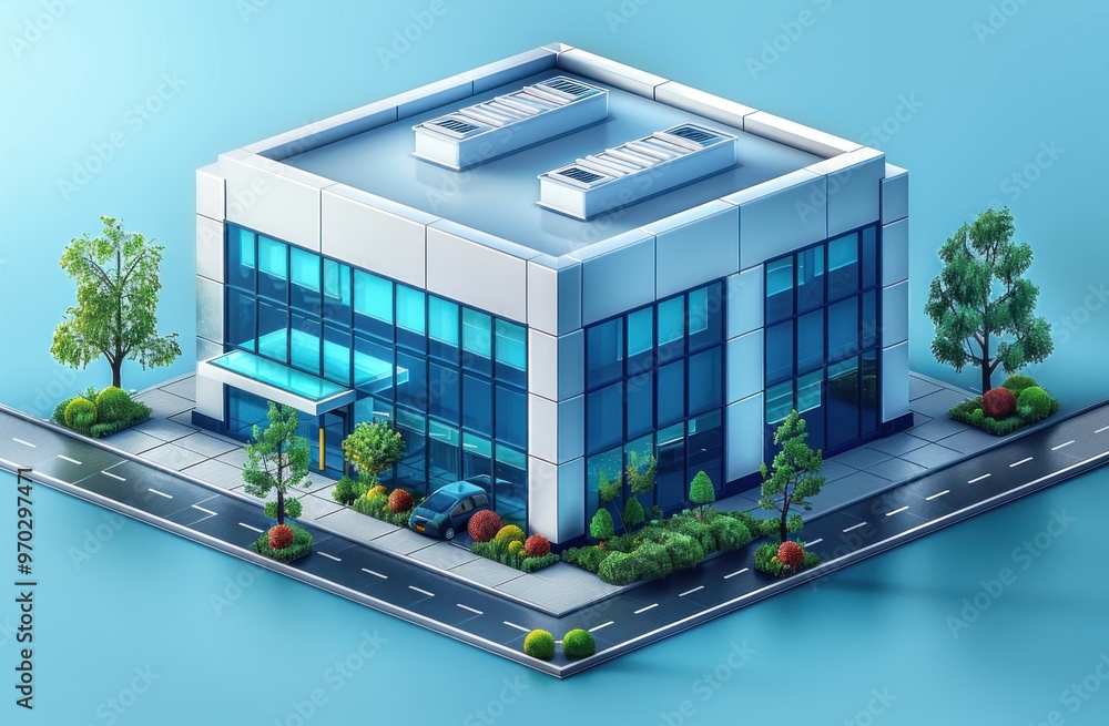 Modern Office Building in a City Setting Modern Office Building in a City Setting