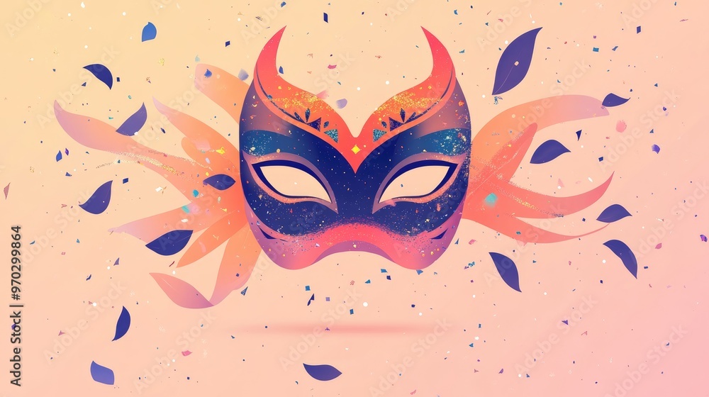 Fototapeta premium Carnival Mask With Blurred Background Festive Decoration Concept And Carnival Mask Souvenir