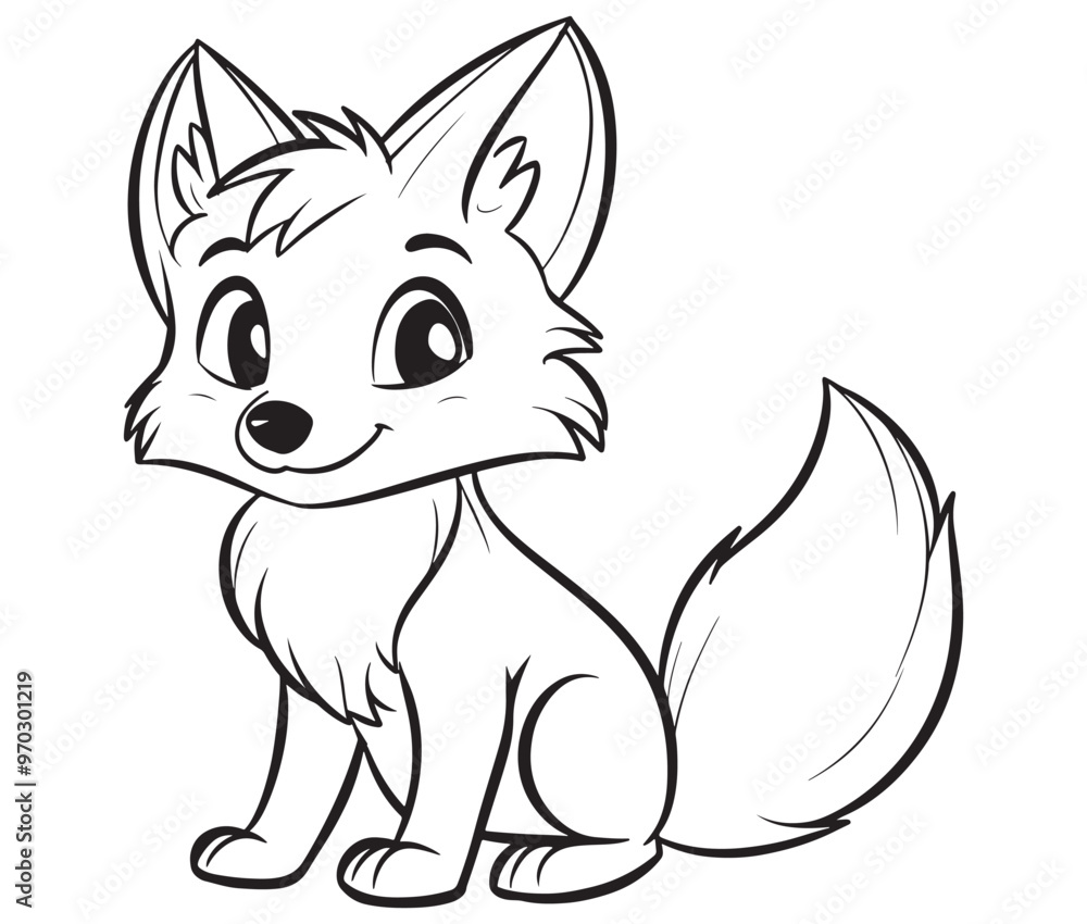 Obraz premium Fox cartoon character Kids colouring Page Cute Outline Drawing