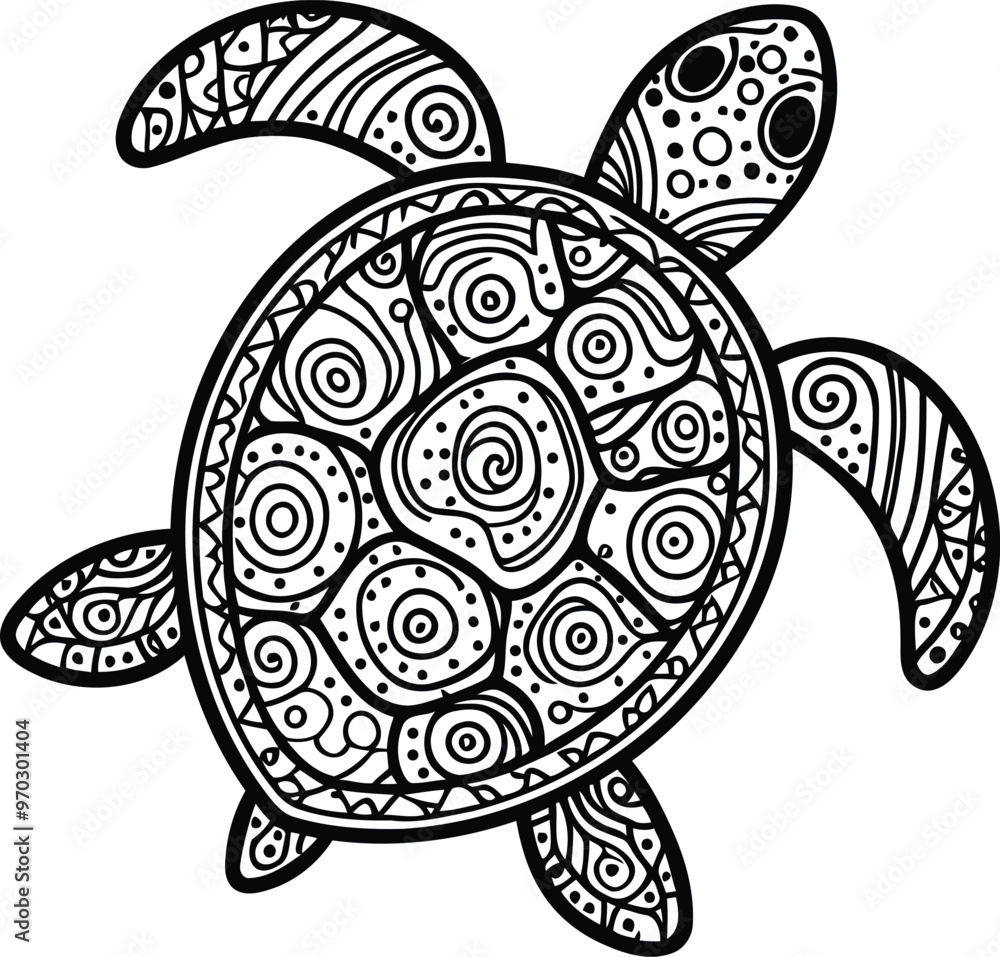 Fototapeta premium turtle mandala for the coloring page Silhouette pattern Tortoise Turtle icon turtle drawn in vector. Mandala.