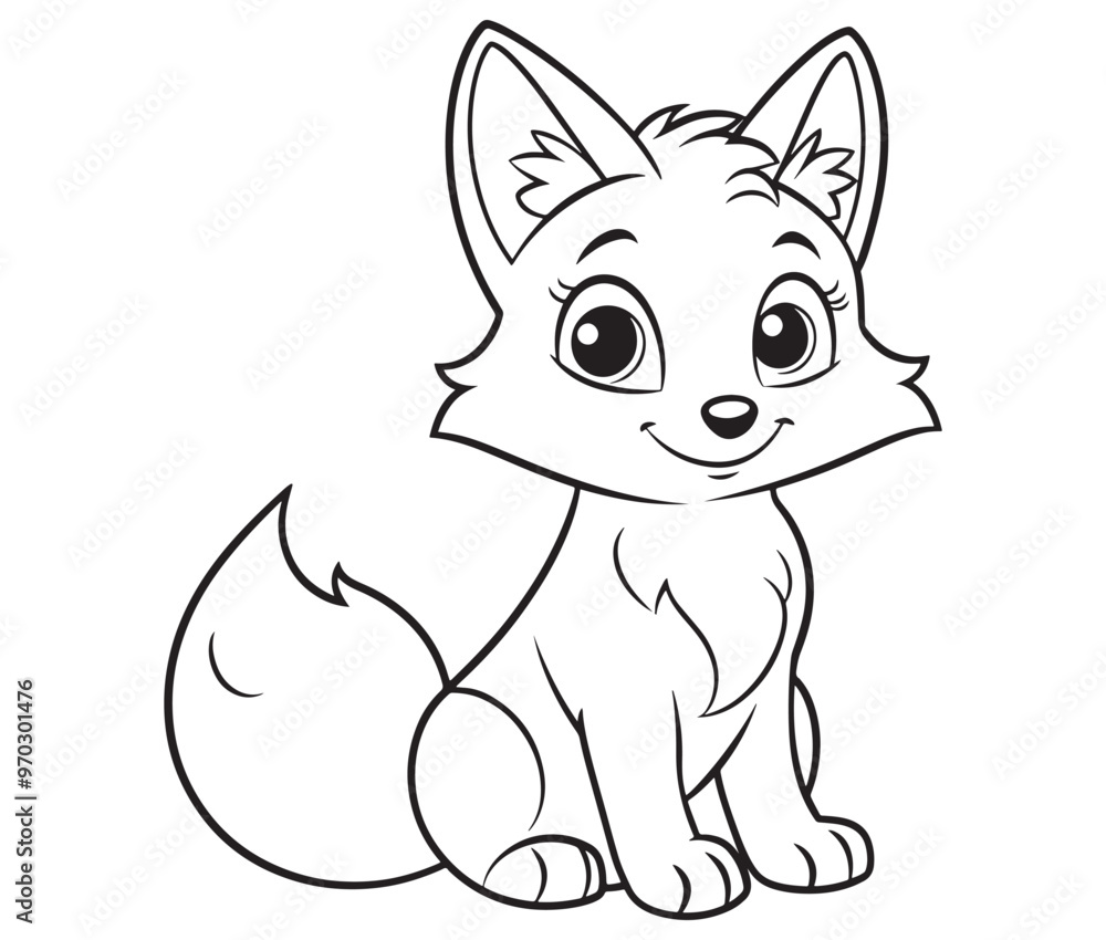 Fox cartoon character Kids colouring Page Cute Outline Drawing Fox cartoon character Kids colouring Page Cute Outline Drawing